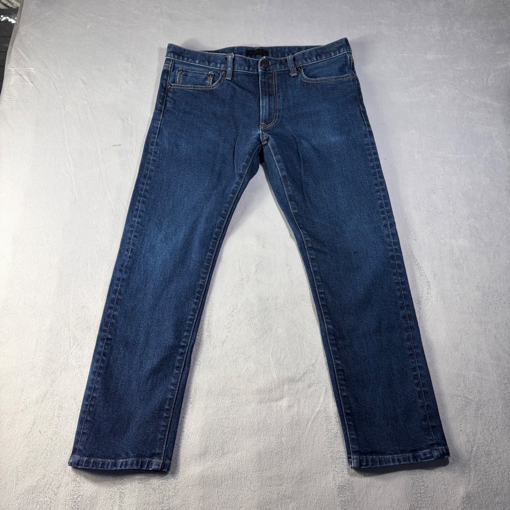 Uniqlo Jeans Mens 34x32 Slim Straight Low Rise Kaihara Selvedge Denim Indigo